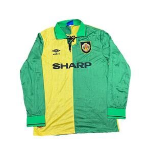 Manchester United | Men’s Large Retro “Green/ Yellow” Long-Sleeve Jersey